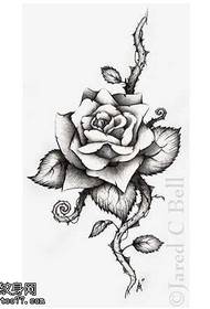 Manuskrip swartgrys roos tatoeëringspatroon