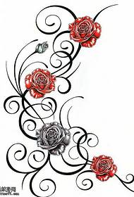 Rukopis růže tetování vzor