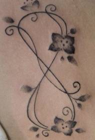 Shoulder gray infinity symbol flower tattoo pattern