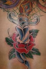 Wave Blade dagger and rose tattoo tattoo