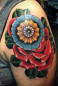 Patrón de tatuaje de Rosa Van Gogh no ombreiro