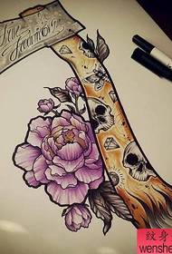 Creative axe rose tattoo