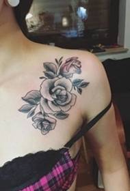 Czarny prosty tatuaż linii osobowości Sting Tattoo Rose Pattern Daquan
