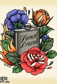 Colorful rose hip flask tattoo manuscript works by tattoo show