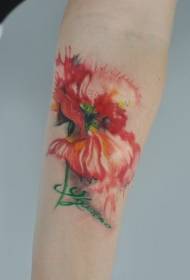 Ženská ruka farba vody mák tetovanie vzor
