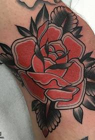 Leg classic rose tattoo pattern