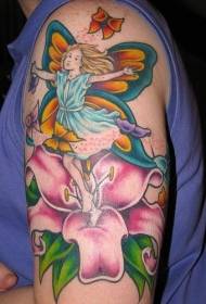 Arm painted cartoon elf lily tattoo pattern