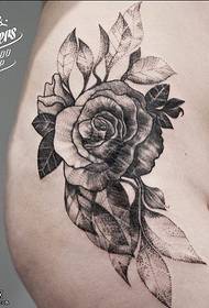 Hip classic rose tattoo pattern