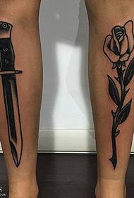 Calf dagger rose tattoo pattern