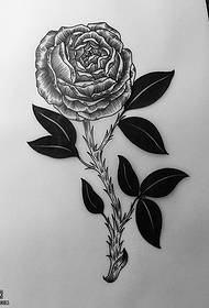 素描刺玫瑰紋身圖案