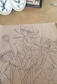 Sketch of lotus tattoo pattern