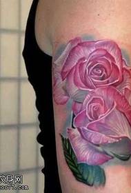 Arm white rose tattoo pattern