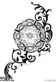 Vintage Ink Ink Peony Flower Geometric Line Tattoo Pattern