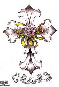 Manuscript cross flower tattoo pattern