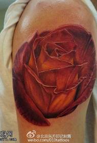 Shoulder flaming rose tattoo pattern