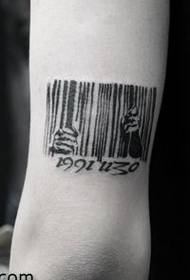 Braç popular patró clàssic de tatuatge de codi de barres