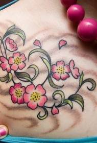 Shoulder beautiful colorful flowers leaves tattoo pattern