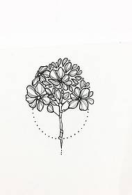 Small fresh flower line tattoo pattern manuscript