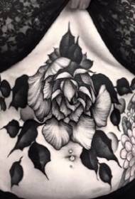 काटेरी फुलांच्या टॅटू चित्रांचा गडद काळा सेट