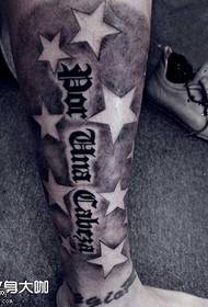 Leg English Star Tattoo Pattern