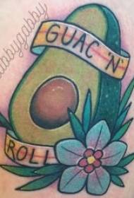 Food Tattoo Avocado tattoo with a combination of school style and school style