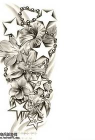 Manuscript trumpet flower star tattoo pattern