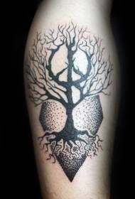Dot style black geometric decorative tree tattoo pattern