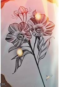 Manuscript line floral tattoo pattern