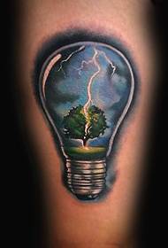 Realistic light bulb tattoo pattern in realistic style