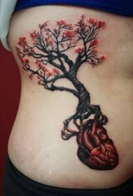 Женско бочно ребро срца и шафран дрво шаре тетоважа