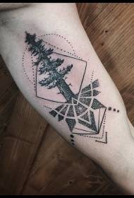 Didelės rankos drožybos stiliaus geometrinis simbolis medžio juodojo dūrio tatuiruotės modelis