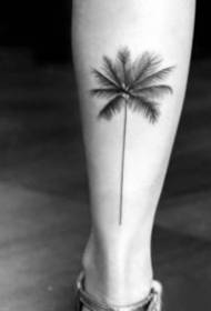 Małe świeże czarne małe tatuaże z drzewa kokosowego
