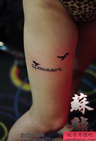 Sexy popular leg digital bird tattoo pattern