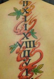 Cool back flame letter tattoo pattern