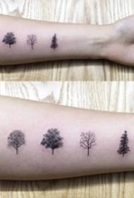Girl arm on black gray sketch creative cute forest element small pattern tattoo picture