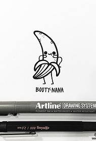 Crtani slatki rukopis uzorka tetovaže banana