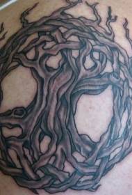 Big totem tree black tattoo pattern