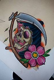 Schoo death flower color tattoo pattern manuscript