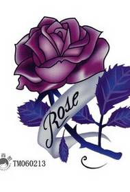 超漂亮3D紫玫瑰花纹身手稿图图片
