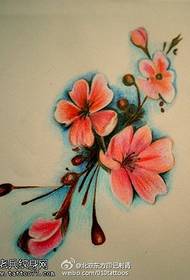 Paint qershi e bukur e vogël modeli i tatuazheve të dorëshkrimeve të luleve