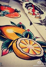 Lemon tattoo manuscript pattern
