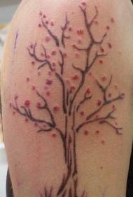 Shoulder color art tree with safflower tattoo pictures