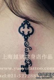 Stylish back key tattoo pattern for girls
