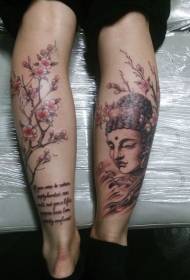 Leg color, Buddha statue and peach tattoo