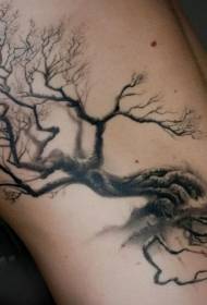 Eleganta nigra arbo flanka tatuo ŝablono