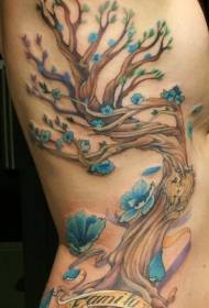 Painted flowering genealogy tree personality tattoo pattern