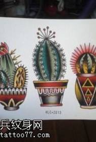 Manuscript of a cactus tattoo pattern