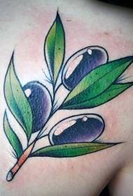 Shoulder colored olive tree tattoo pattern