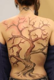 Black big tree full of back tattoo pattern