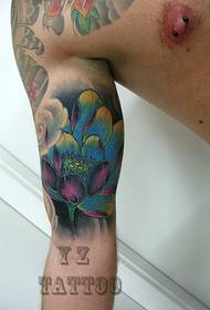 European and American arm blue lotus tattoo pattern